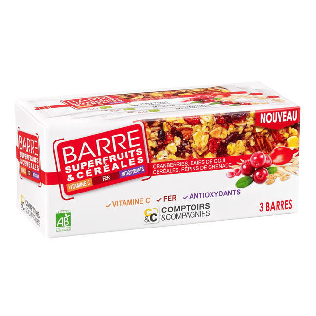 Barre de c  r  ales Superfruits bio - Goji, cranberries - Boite de 3 barres